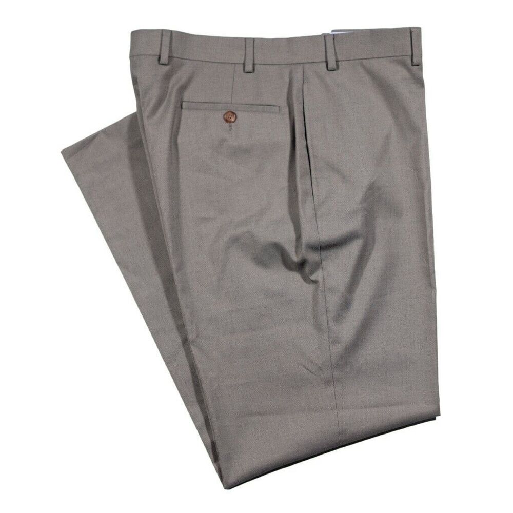 Ralph Lauren Mens Dress Pants Beige Stretch Straight Flat Front Trousers 36x32